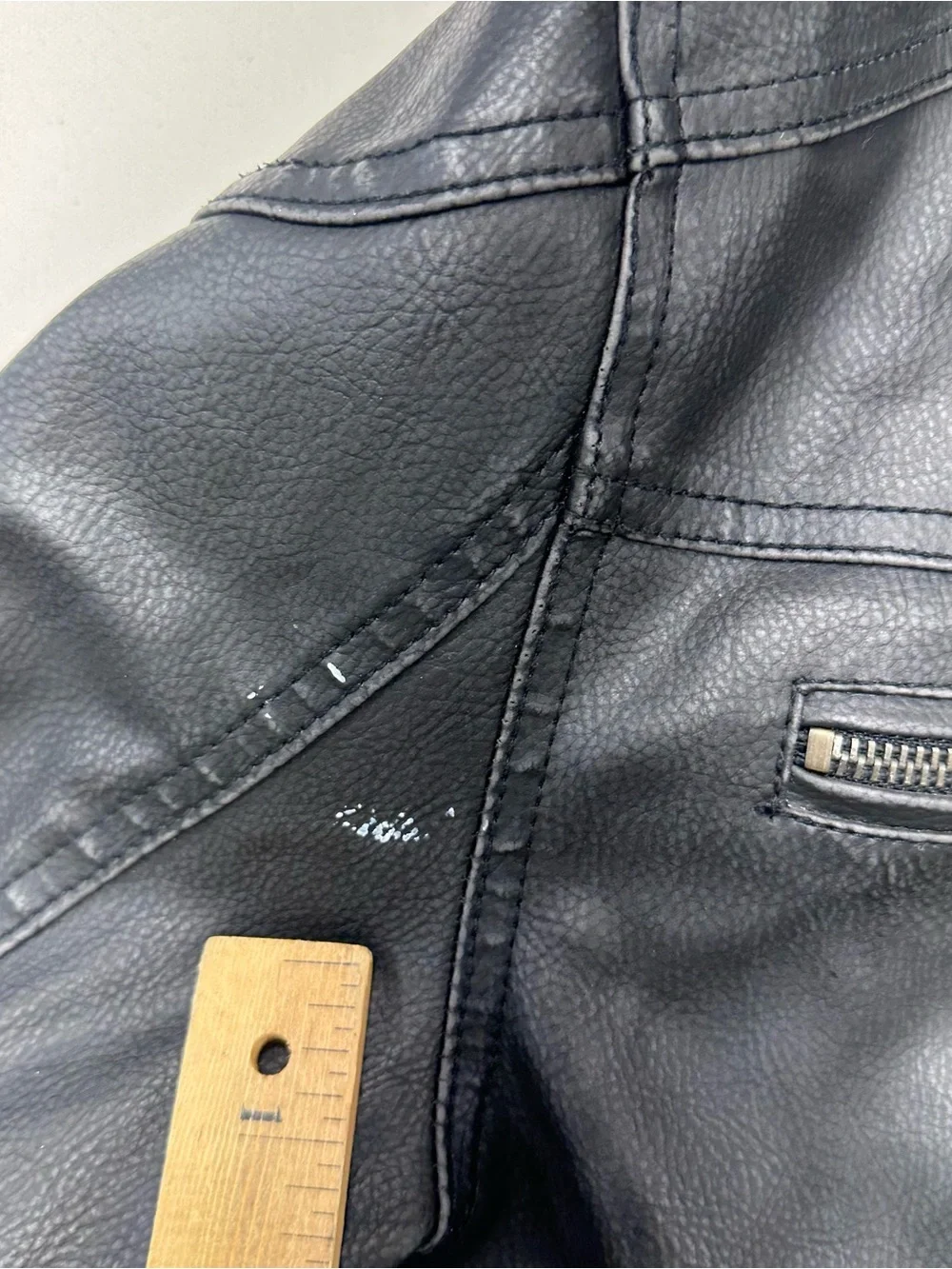 Guess Faux Leather Motorcycle Jacket Mens XL Black Zipper Lining Hoodie Moto